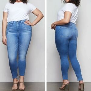 Good American Anthro Good Waist Raw Step Hem High Waisted Stretchy Skinny Jeans